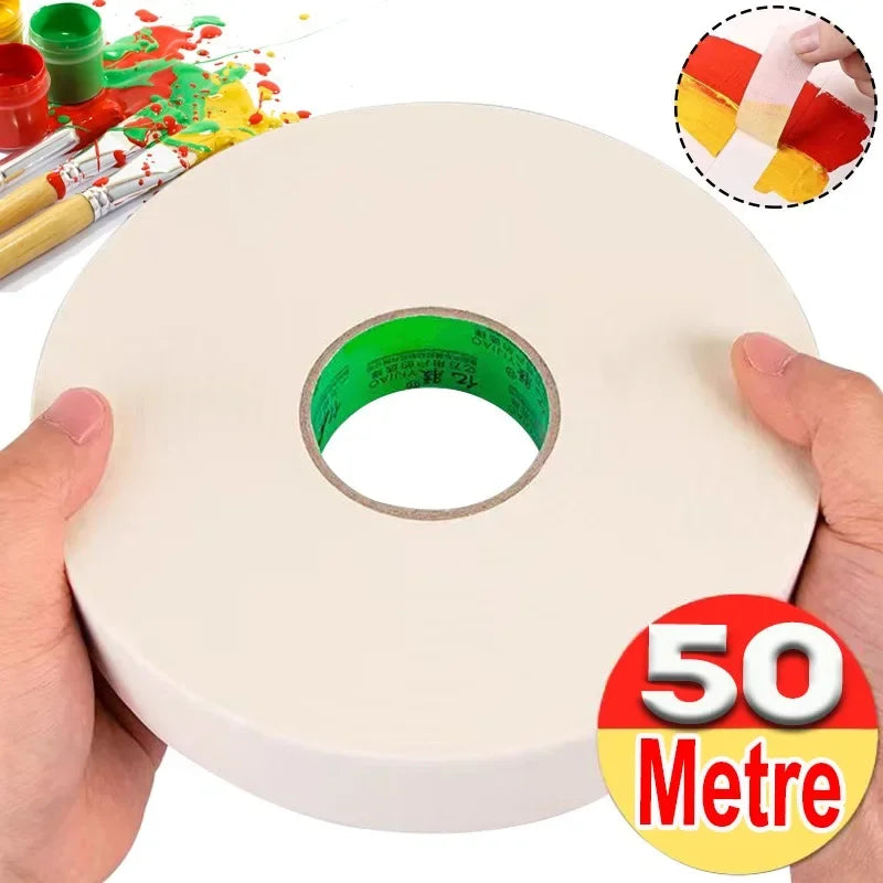 20/50M Masking Tape White Single Side Tapes Adhesive Crepe Paper Oil Painting Sketch Drawing Supplies Car Paintin No Glue Left