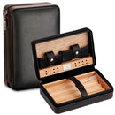 GALINER Cigar Humidor Case Charuto Cedar Wood Leather Travel Humidor Humidifier Set Gift Box (Without Lighter Cutter)