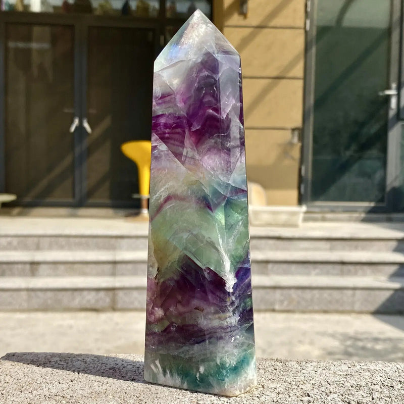 Natural Fluorite Crystal Column Magic Wand Obelisk Point Earth Healing