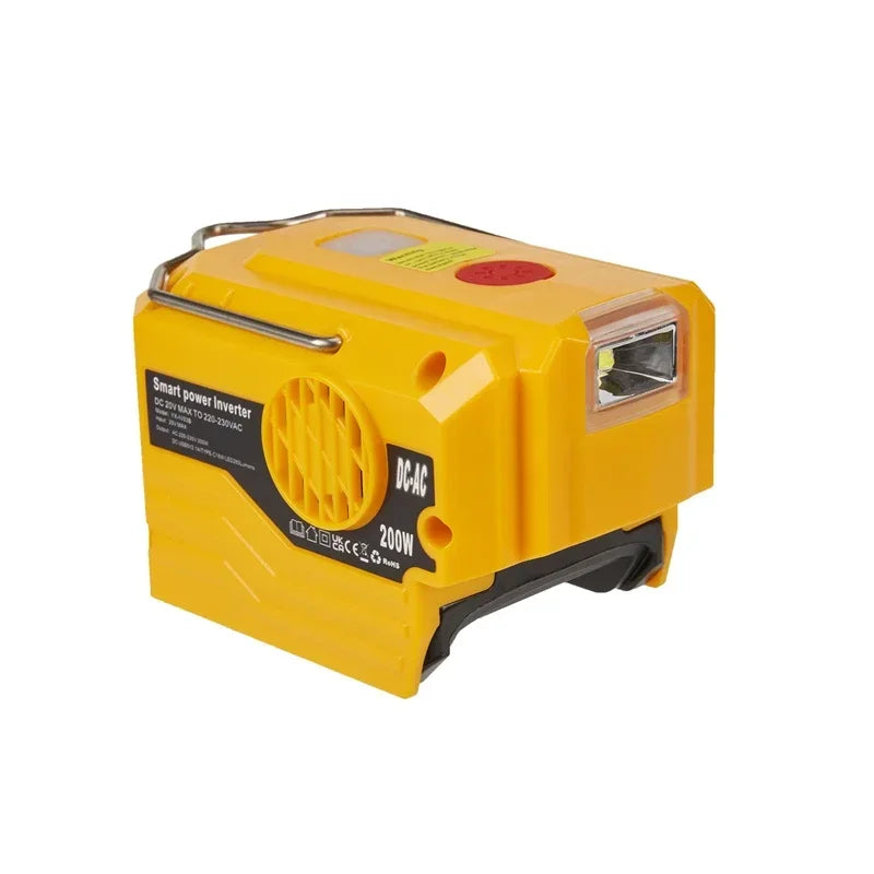 200W Power Inverter AC 220V Outdoor Mobile Lithium Battery Inverter For Makita/DeWalt/Milwaukee/Bosch 18V-20V Battery