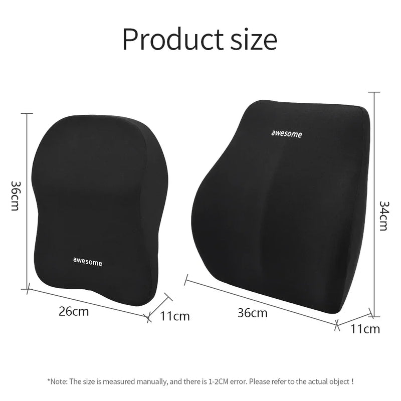 NEW Car Lumbar Back Support Headrest Neck Pillow Memory Foam Lumbar Pillow Soft Neck Pillows Cushion Car Seat Cushion Worldmuma