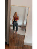 CASSILANDO Full Length Mirror 65" * 24 ", Floor Standing Mirror, Black Metal Frame Mirror， Full Body Mirror
