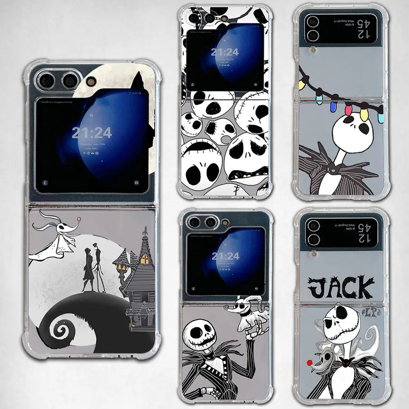 Funny The Nightmare before Christmas Phone Case for Samsung Galaxy Z Flip 3 4 Z Flip 5 Z Fold 4 5G PC Soft Anti-fall Back Cover