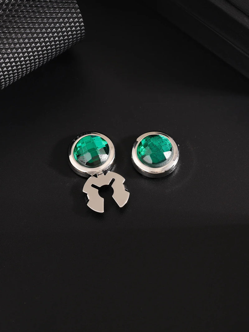 Luxury Rhinestone Button Cap Non-French Shirts Clamshell Cufflinks Round High-end Men's Shirt Buttons Accessories Gifts for Men