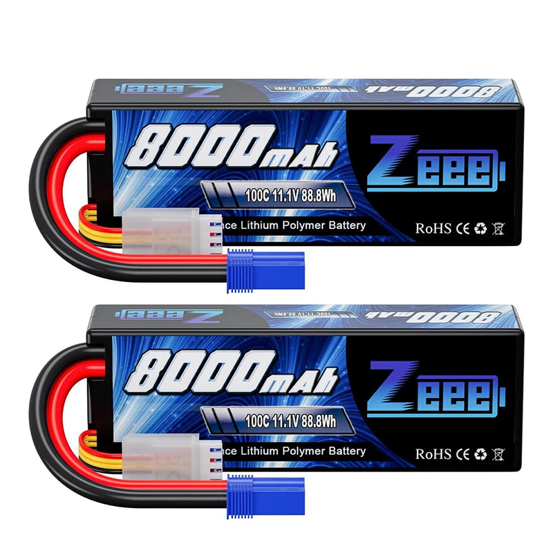Zeee Lipo 3S 8000mAh Battery 11.1V 100C Hardcase with EC5 Plug for RC Cars Buggy Truggy FPV Drone Racing Hobbies Model Parts