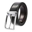 VATLTY New Men's Belt Hard Metal Buckle Trouser Belt Natural Cowhide Casual Leather Belt 130cm Silver Buckle Brown Girdles Male