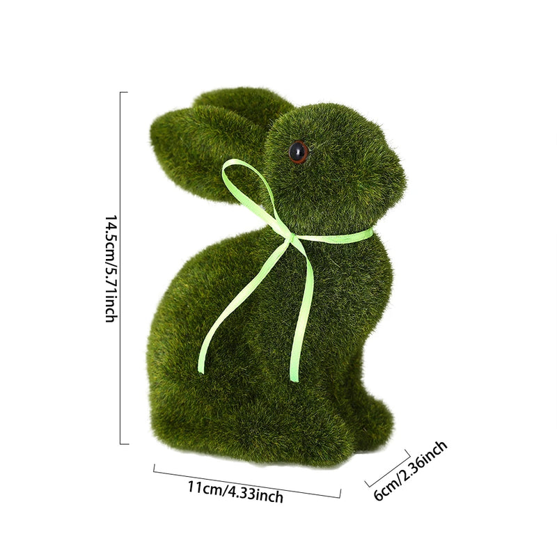 Easter Bunny Green Straw Doll Decor Moss Rabbit Egg Carrot Table Ornament Easter Spring Garden Simulated Rabbit Statue Home Deco