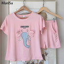 Hot sale Summer Shorts Pajama Sets for Women Short Sleeve Sleepwear Cute Girls Cartoon Pyjama Homewear Pijama Mujer Home Clothes