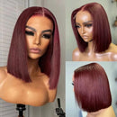 99J Burgundy Lace Front Wig Short Bob Wig Human Hair 13x4 Bone Straight Lace Frontal Wig 7x5 13x4 Glueless Red Colored Hair Wigs
