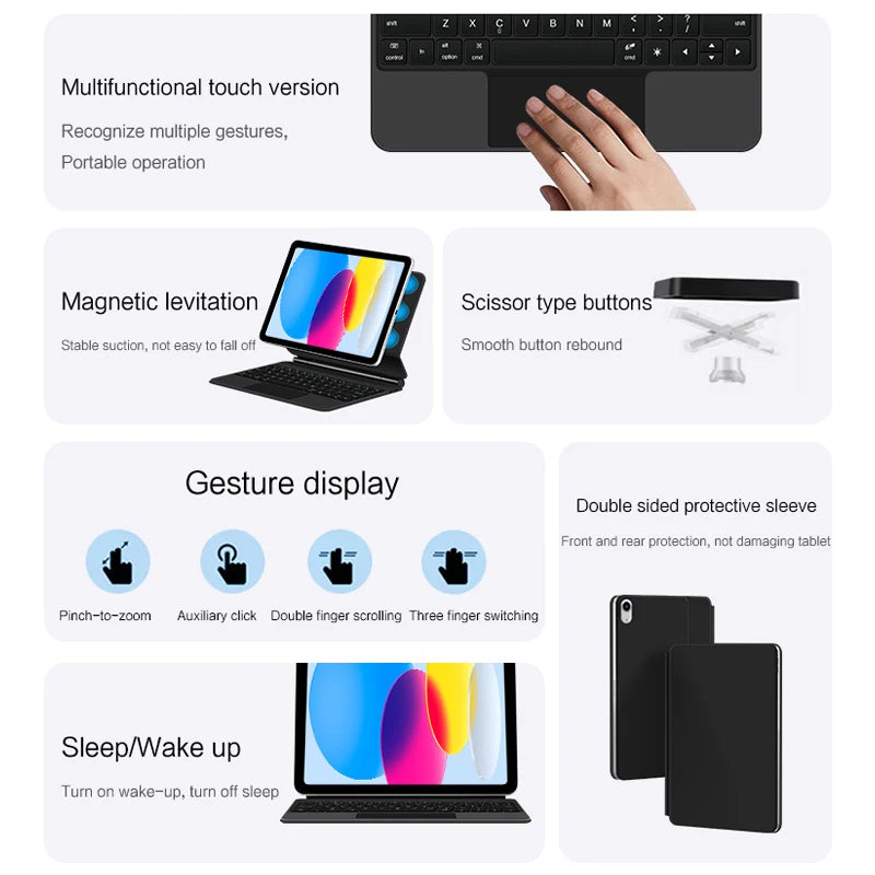 Magic Keyboard For iPad 10 10th Generation 10.9 inch 2022 2023 2024 ipad10 Smart Folio Case Backlight Multi-touch Magnetic Cover