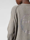 Crystal embellished Happy Face Cashmere sweater women long sleeve single breasted autumn winter cardigan women