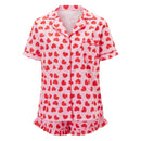 Women s Valentine s Day Pajama Set with Heart Print Short Sleeve Top and Drawstring Shorts Cute Sleepwear Loungewear Set for