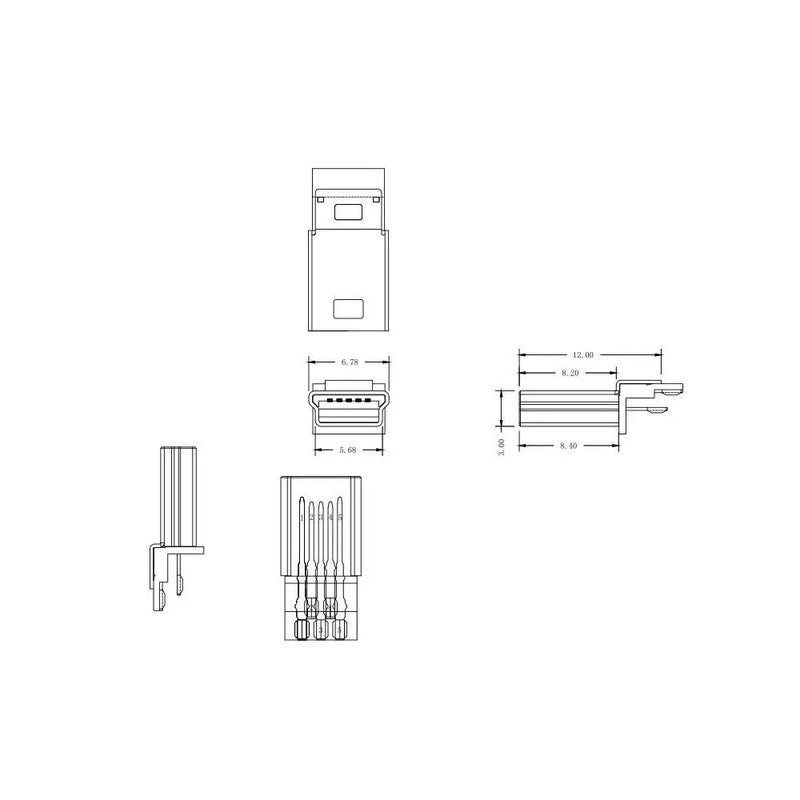 Mini USB Male Connector Male Plug Socket Connector Data Cable Connector with Plastic Cover Durable Electrical Equipment Parts