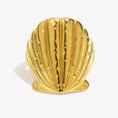 E.B.belle Trendy Style Exaggerated Numb Shell Ring 18K Gold Plated Hypoallergenic Charm Jewelry For Women's Gift