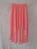 SETWIGG Summer Bohemian Style Dip Hem Long Chiffon Skirts Elastic Waist High Low Long Pleated Asymmetric Chiffon Skirts 15 Color