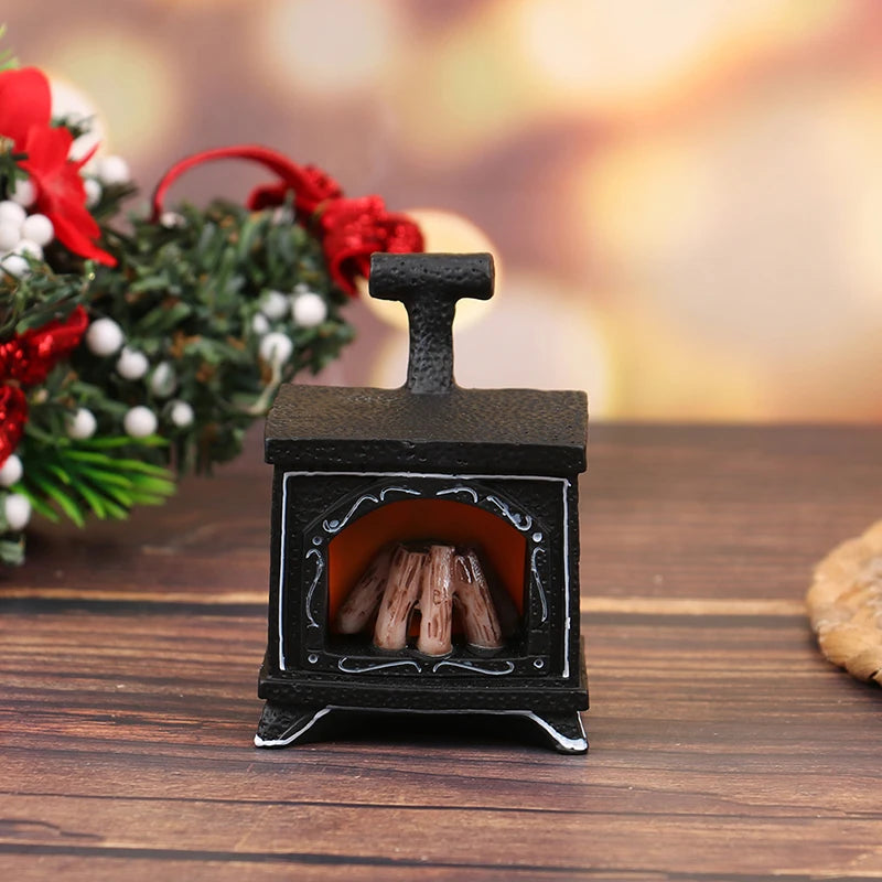 1Pcs 1:12 Dollhouse Miniature Simulation Mini Illuminated Fireplace Model DIY Accessories