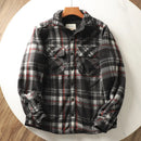 Autumn Winter Men's Fleece Linend Warm Shirt Jackets Thickened Long Sleeve Flannel Checked Shirts Vintage Casual Men Shirt Coats