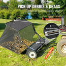 SucceBuy 42-inch Lawn Sweeper Tow Behind 12 cu.ft.Heavy Duty Leaf Grass Collector Adjustable Height for Picking Up Debris Grass