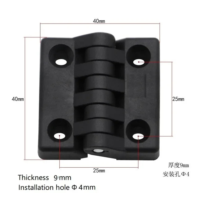 10PCS 40*30mm Small Hinges Black Mini Plastic Door Bearing Butt Cabinet Drawer Jewellery Box ABS Hinge For Furniture Hardware