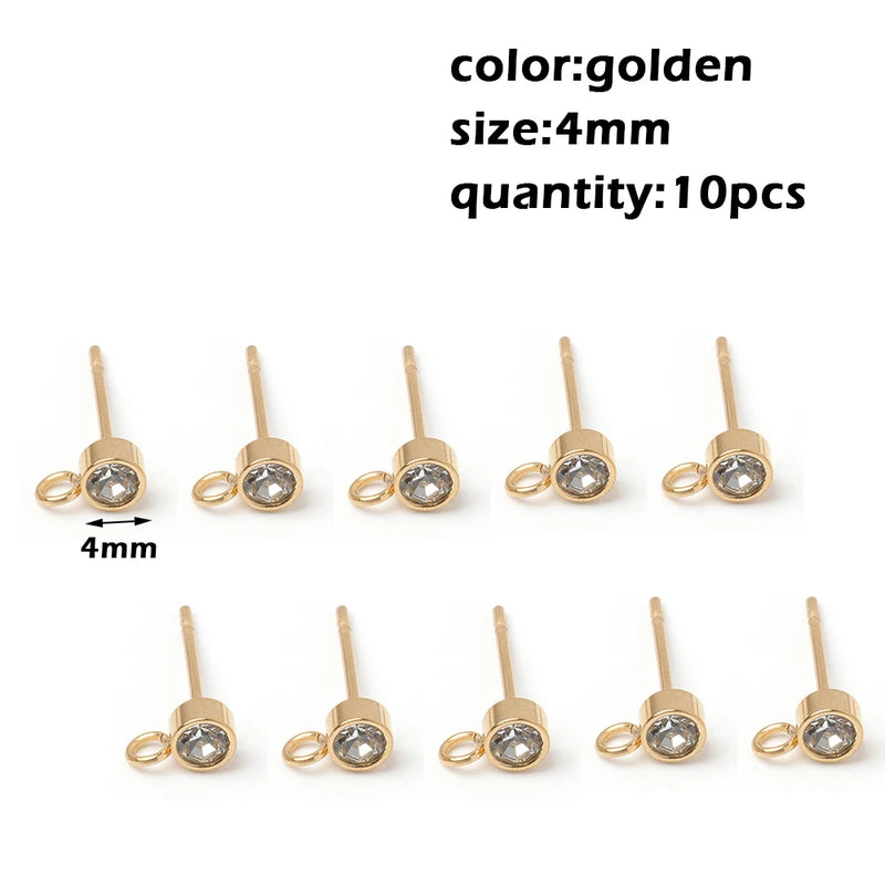 Stainless Steel Round Ball Post Earrings Stud Loops Earring Hooks Earplug  Fit Women DIY Earring Jewelry Making Christmas Craft