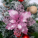 5pcs 9cm Large Artificial Flowers Christmas Tree Pendant Hollow Simulated Flower Christmas Decoration For Wedding Party New Year