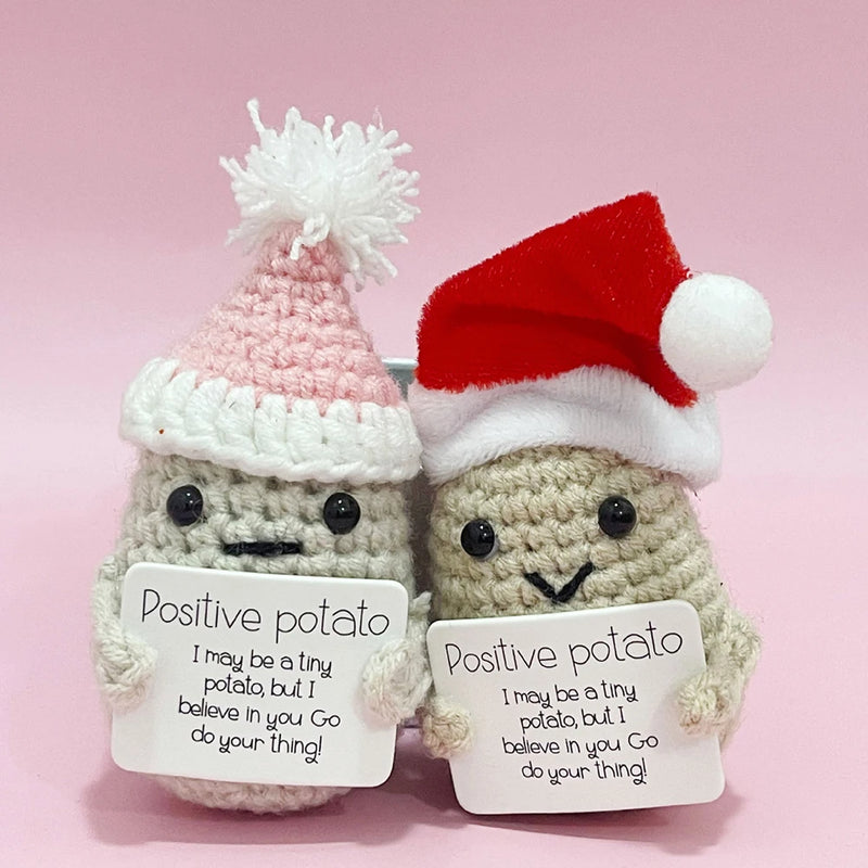 Christmas Positive Potatoes Knitted Potato Toy Pocket Handmade Decor Funny Knitted Potato Doll Christams Gift Table Ornaments