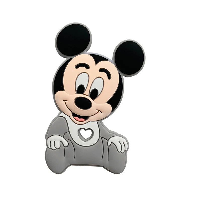 1/3/10pcs Silicone Teether Cartoon Disney Mickey Head Animal Food Grade DIY Baby Teething Teether Toy Accessories Ring