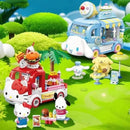 Sanrio Anime Figure Hello Kitty Assembled Building Block Kids Puzzle Toy Decorative Ornament Cartoon Doll Journey Food Car Model
