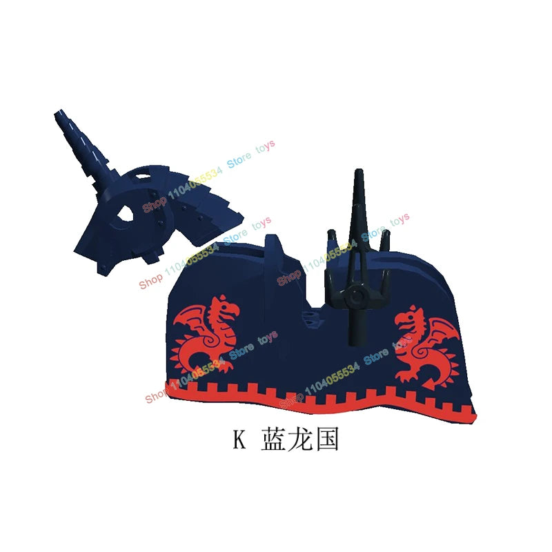 MOC Medieval Military Series Castle Roman Knight Horse Saddle Soldiers War Horses Building Block Accessories Kids Education Toy