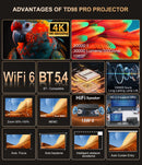 ThundeaL 1080P Projector WiFi Full HD Projector TD98Pro Android 4K Video Movie  TD98 Pro Smart TV Phone Home Theater Cinema Beam