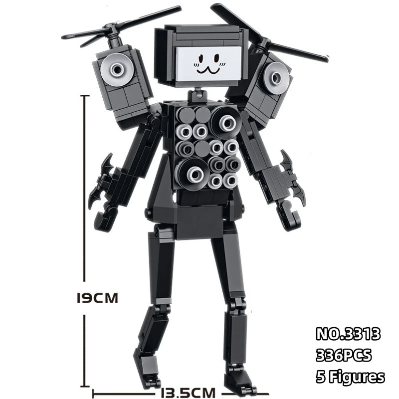 MOC Dark Tv Man Plus Skibidi Toilet Man Building Blocks Toys Titan Clock Man Female Model Diy Gift Toys For Children Kids