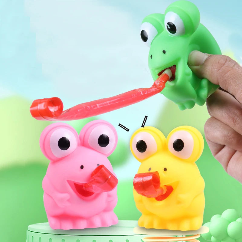 4Pcs Funny Sticking Tongue Out Frog Sensory Stress Relief Fidget Toys for Kids Birthday Party Favors Halloween Pinata Fillers