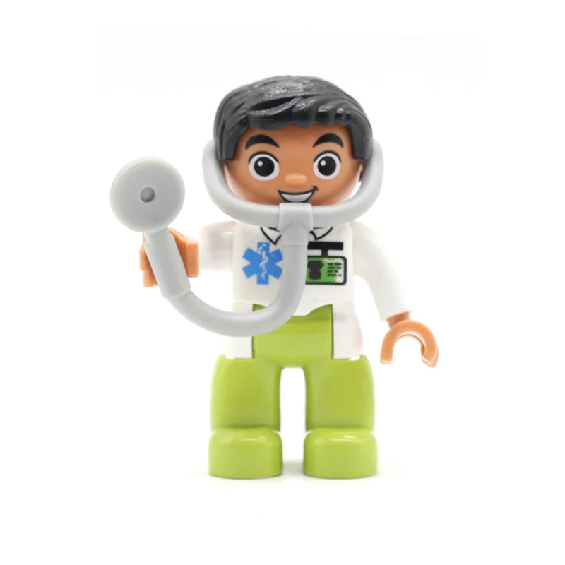 Big Size Action Figures City Princess Policemen Family Building Block Doll Character Accessory Assembly Toys for Children Gift