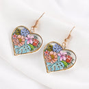 Makersland Heart Earrings Wooden Vintage Flower Dangle Pendants Jewelry For Women New Design Trendy Drop Earrings For Girl