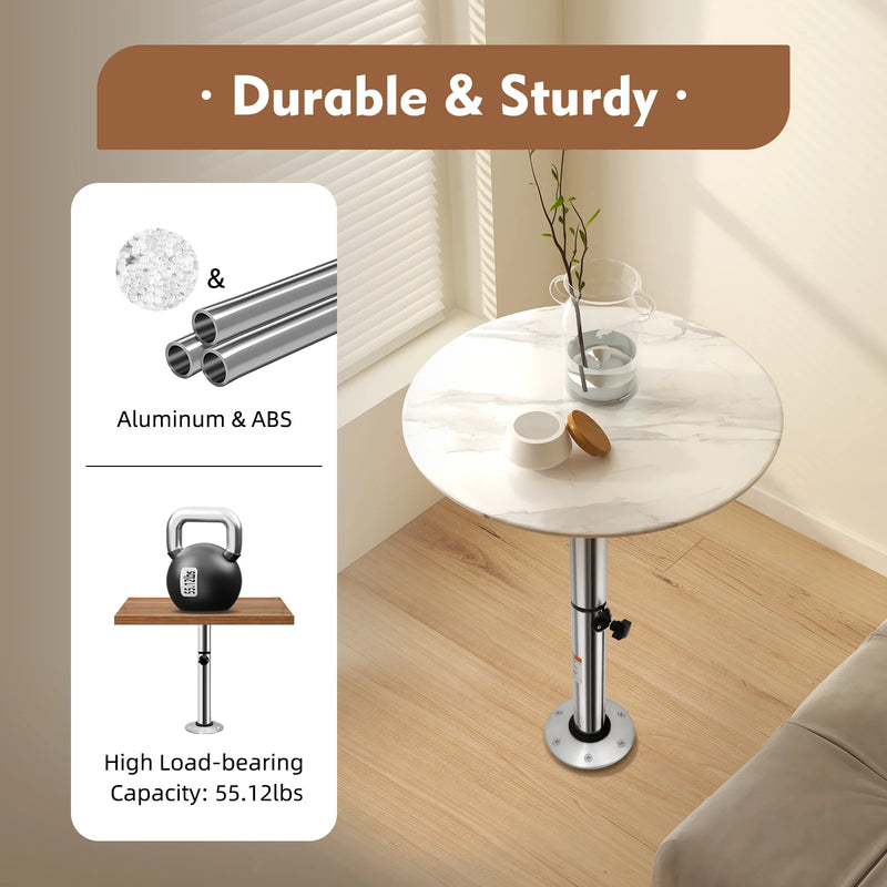 Aluminum Adjustable Table Pedestal Kit Detachable Table Base Stand Leg Base Mount Frame for Caravans, Motorhomes, Yachts