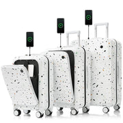 USB Port 20 24inch Front Opening Design Airline Certified Carry on Luggage ABS+PC Hard Shell Luggage with Spinner Wheels