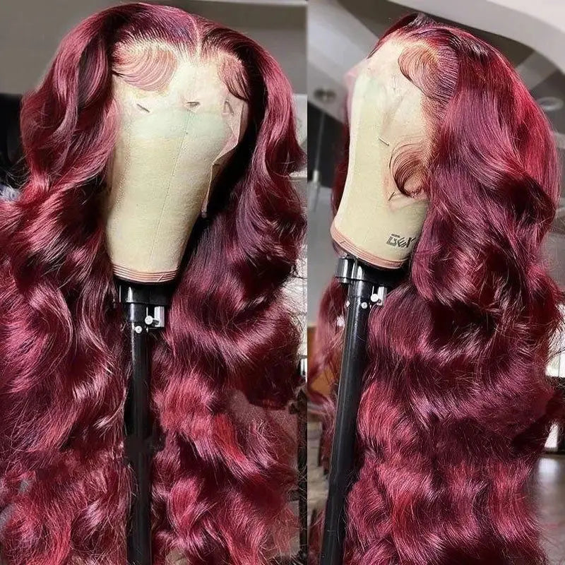Body Wave 99j Burgundy 13x6 Hd Frontal Human Hair Wig For Women 250% 30 34inch Brazilian Glueless Red Lace Front Wigs On Sale