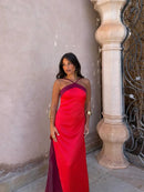 The Meridian Line | Colour-Block Halter Maxi Dress