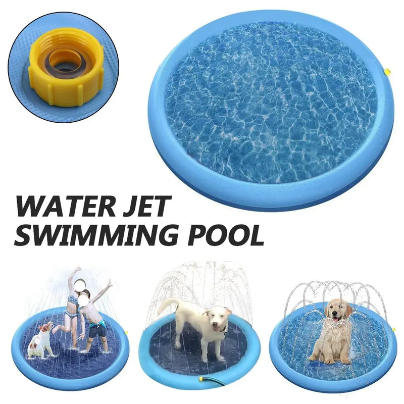 100-200cm Summer Pet Swimming Pool Inflatable Spray Mat Outdoor Dog Interactive Fountain Toys Pet Toys