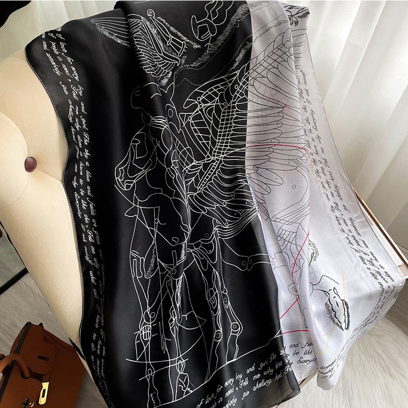 180*90cm Luxury Brand Spring Autumn New Silk Scarf Women Shawl Fashion Soft Poncho Chiffon Hijab Foulard Muffler Bandanna Pareo