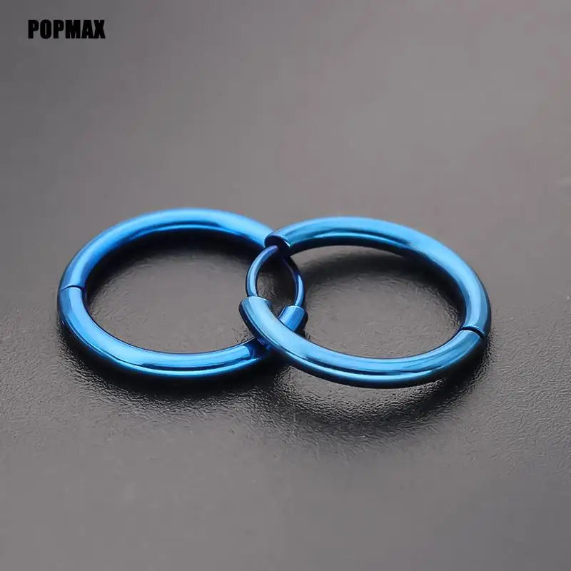 POPMAX Men��s Hoops Stainless Steel Round Circle Earrings For Women Man Gold Silver Color Not Fade Ear Rings Male Jewelry 2Pcs