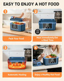 Cordless Electric Lunch Box,1.4L 24000mAh Rechargeable Heated Lunch Box with Ice Crystal Box,24 Hours Self Heating Lunchbox