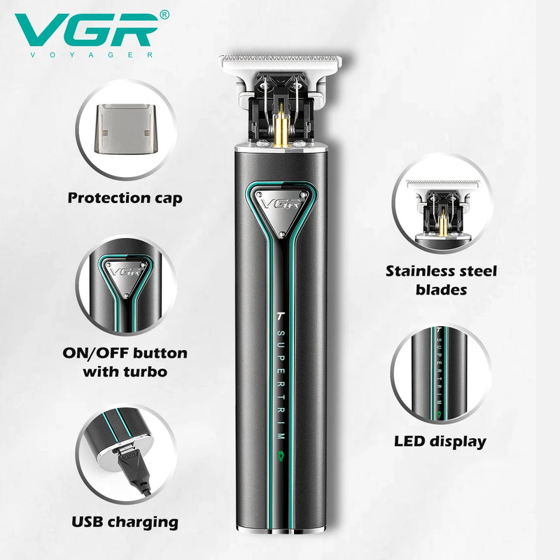 VGR T9 Hair Clipper Metal Hair Trimmer Professional Beard Shaver Rechargeable Haircut Machine Cordless Trimmer for Men New V-009