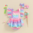 Toddler Girl Floral Print Sleeveless Romper Dress with Matching Headband Set Adorable Summer Outfit for Baby Girls