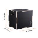 SucceBuy 3 in 1 Plyometric Jump Box Wooden Plyo Box Black For Home Gym Training Conditioning Strength Training