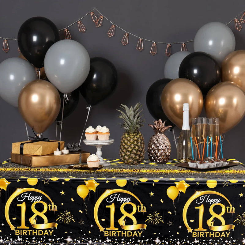 Gold Black Birthday Table Cloth 18 30 40 50 Years Old Birthday Decoration Birthday Party Supplies Gold Glitter Tablecloth Decor