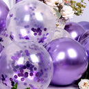 47Pcs Metallic Purple Latex Balloons Chrome Balloons Various Sizes for Girls Women Purple Birthday BabyBridal Shower Decorations