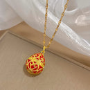 Greatera Colorful Enamel Easter Egg Pendant Necklaces for Women Guilloche Locket Egg Gold Plated Chain Necklaces Party Jewelry