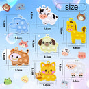 10/40Pcs Cartoon Animal Pop Keychain Hanging Stress Relief Toys Kids Birthday Party Favors Guests Gift Goodie Bag Pinata Filler