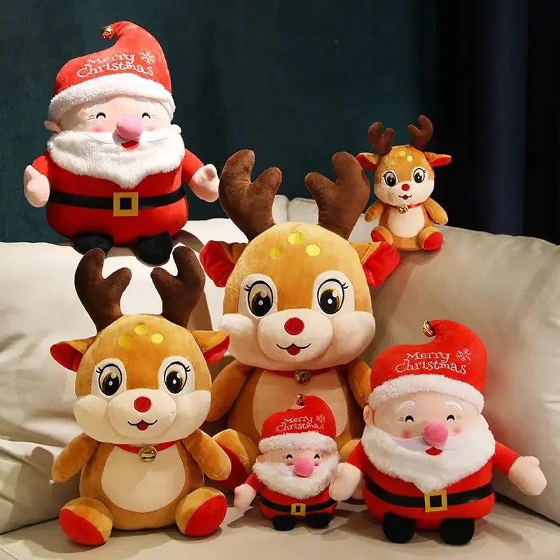 New  Lovely Santa Claus & Elk Plush Toys Stuffed Animal Doll Christmas Gifts For Children Kids Home Decoration High Quality